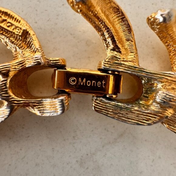 Vintage Monet Gold Plated Statement Choker Necklace - Picture 4 of 4